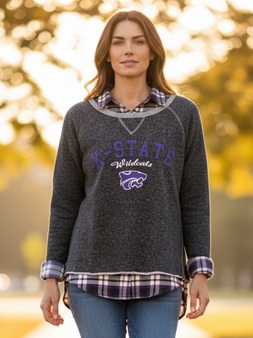 Kansas State Colosseum Gray and Cream Athletics Label Sweatshirt